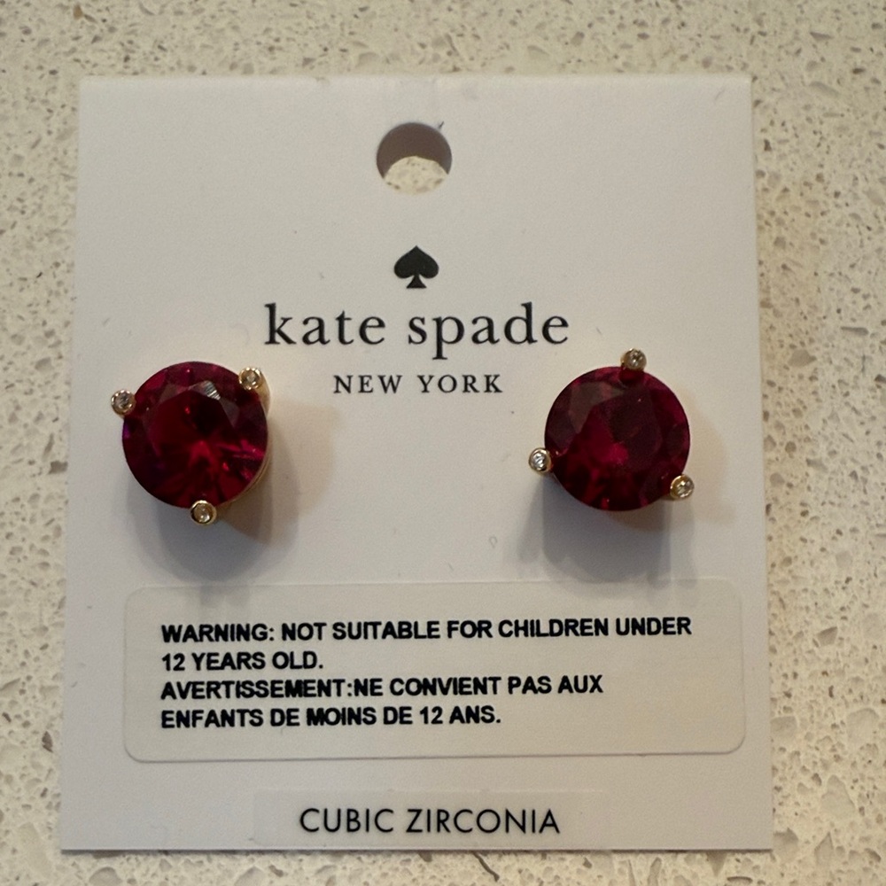 Kate Spade Deep Red Cubic Zirconia Stud Earrings